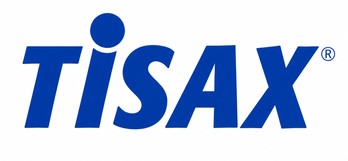 Das blaue TISAX-Logo steht klar auf weißem Hintergrund und verweist auf Informationssicherheit in der Automobilindustrie.